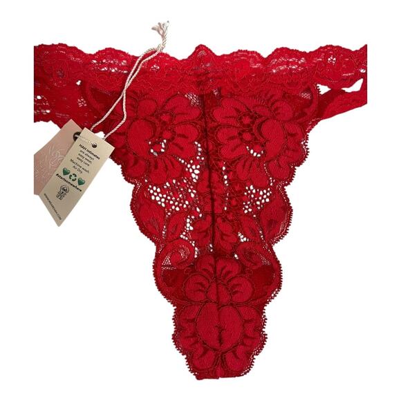 We are HAH / Free People NWT String Me A Thong Panty Panties Siren Red L - Picture 2 of 6